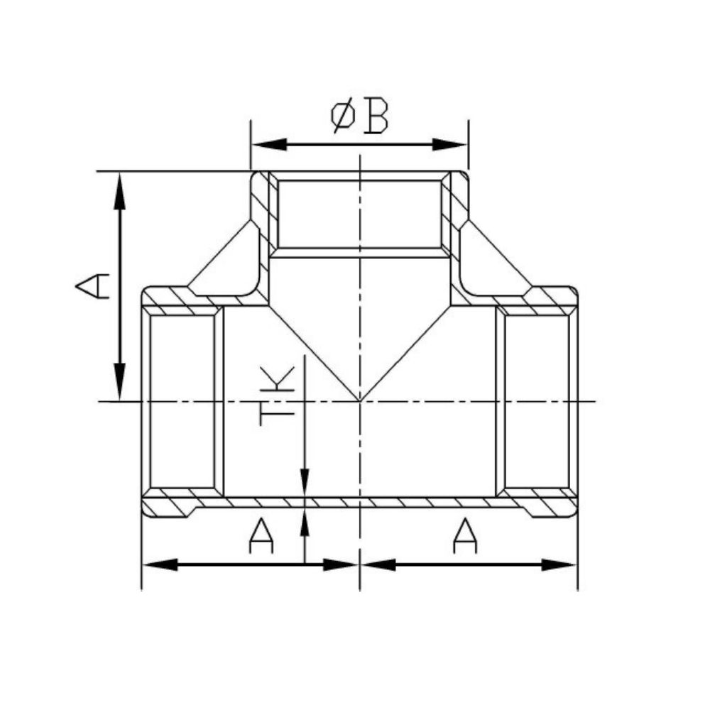 Raccordo filettato in acciaio inox a T 90° 1 1/4" IG-1