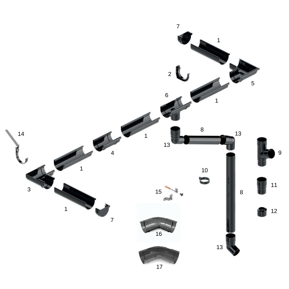 Eckstück Aussen mit einstellbarem Winkel von 120° bis 145° graphit System 100-3